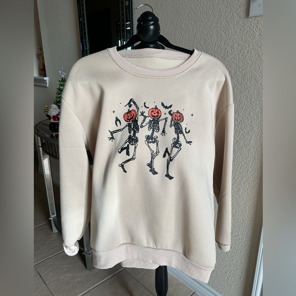 Dancing Pumpkin Skeletons Graphic Sweatshirt